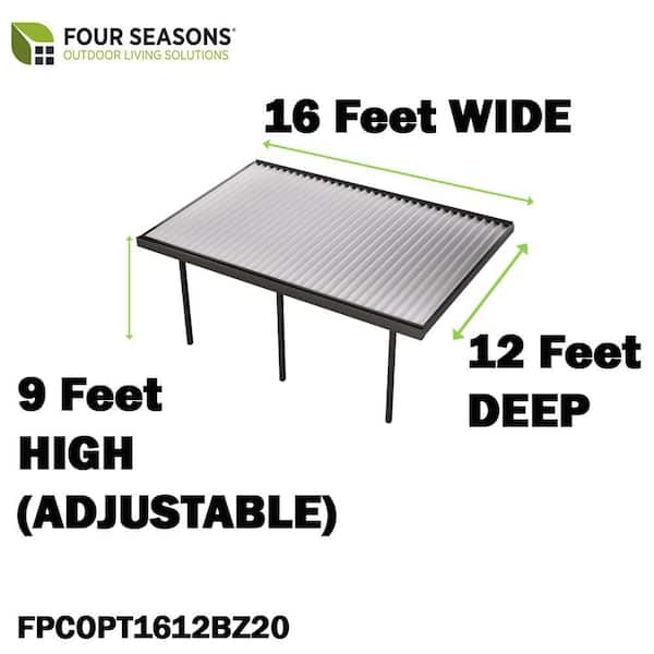 Optima High Performance 16 ft. x 12 ft. Dark Bronze Frame White Roof Aluminum Patio Cover 20 lbs. Snow Load with 3-Posts