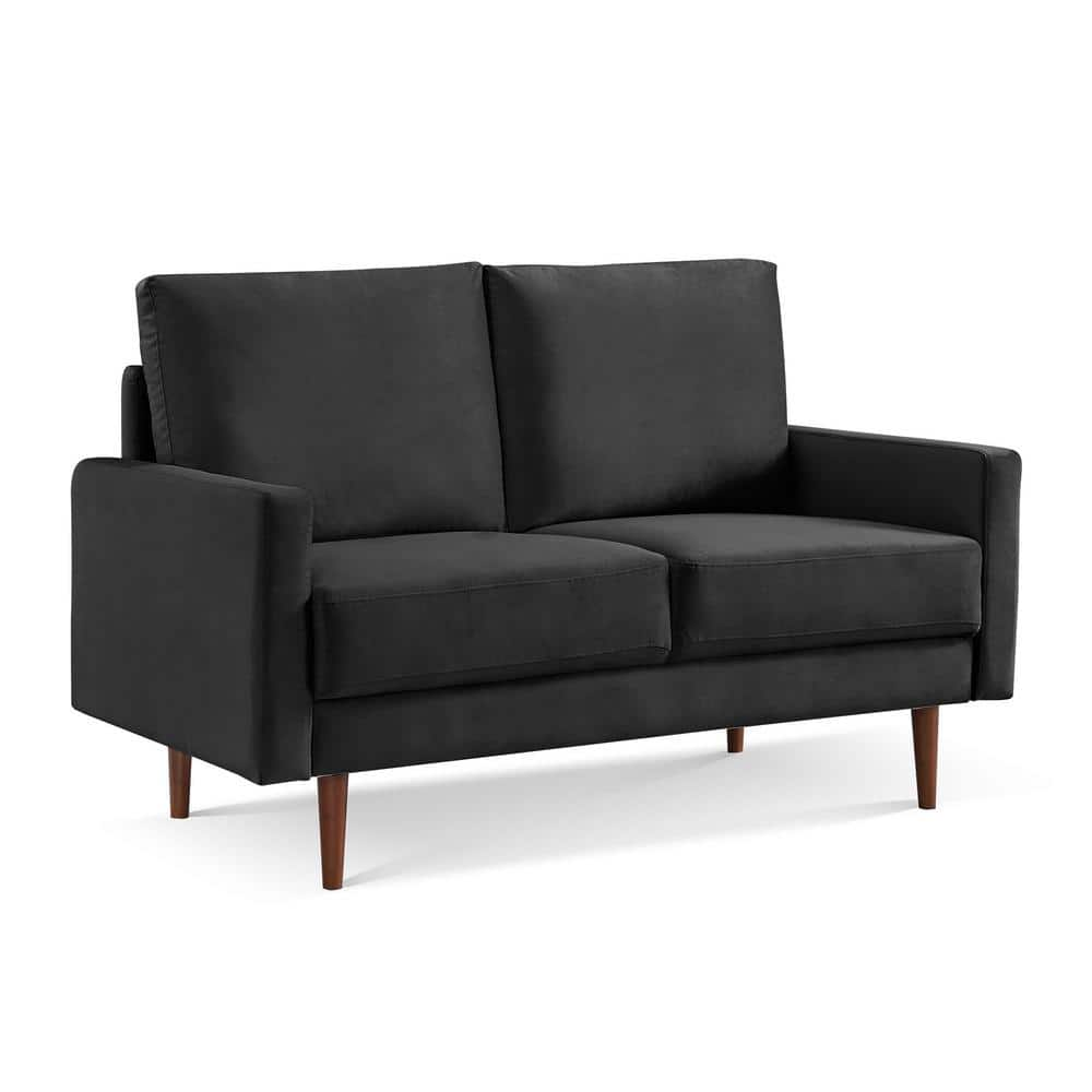 OS Home And Office Furniture Modern 57 In Black Solid Velvet Polyester   Black Os Home And Office Furniture Loveseats Ss2789v Bk2s 64 1000 