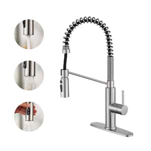 Single-Handle Pull Down Sprayer Kitchen Faucet with 3 Function Sprayed in Brushed Nickel