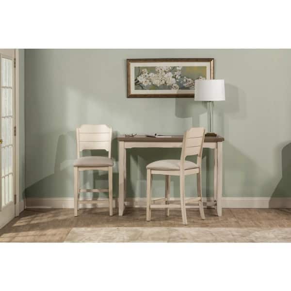 Hillsdale Furniture Clarion Farmhouse Sea White Wood 49 in. 4-Leg Base Dining Table with Chairs Included (Seats-2)