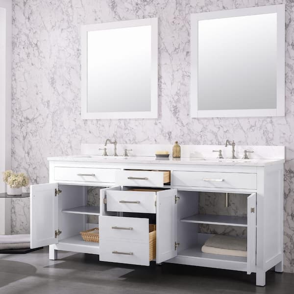 Queen 72 Sonoma White Wall Mount Double Sink Modern Bathroom Vanity