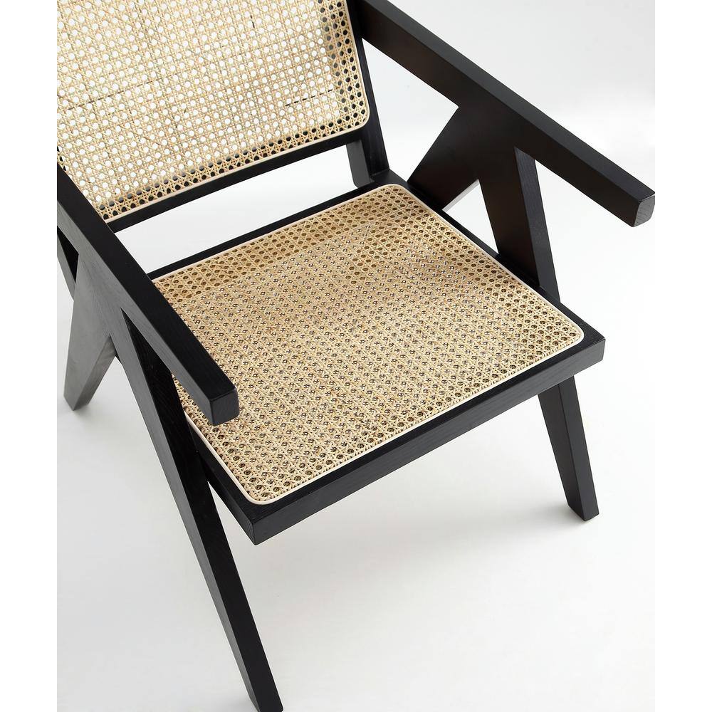 Hamlet Black and Natural Cane Wood Accent Armchair