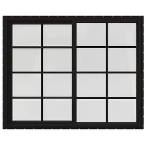 60 in. x 48 in. V-4500 Series Black FiniShield Vinyl Right-Handed Sliding Window with Colonial Grids/Grilles