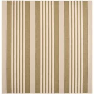 Courtyard Green/Beige 8 ft. x 8 ft. Square Striped Indoor/Outdoor Patio  Area Rug