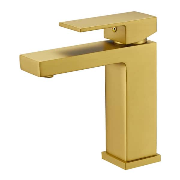 Single-Handle Single Hole Bathroom Faucet in Brushed Gold