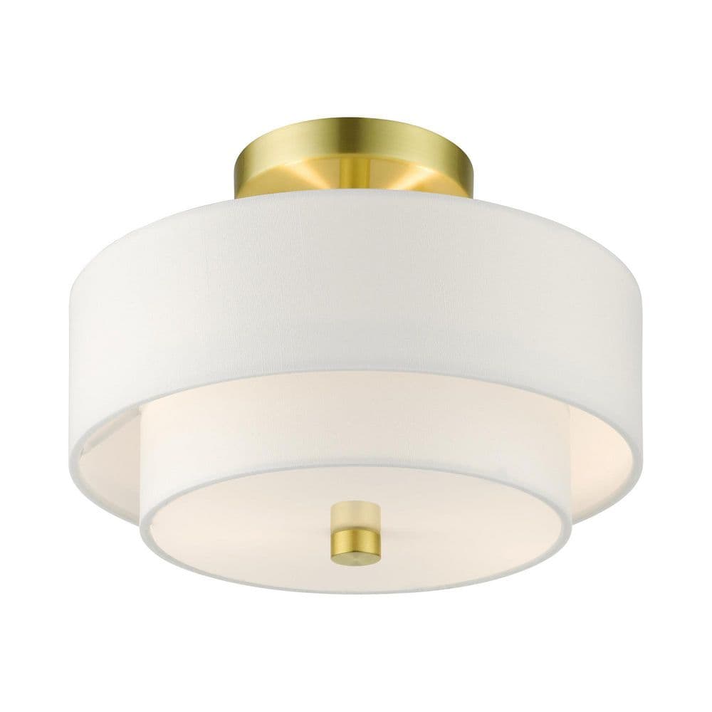 Satin Brass Glass Drum LED Indoor/Outdoor Light Fixture