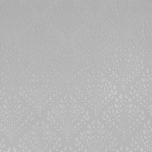 Glitter Leaf Ogee Grey Removable Wallpaper Sample