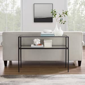 Ashton 42 in. Matte Black/Clear Standard Rectangle Glass Console Table with Storage