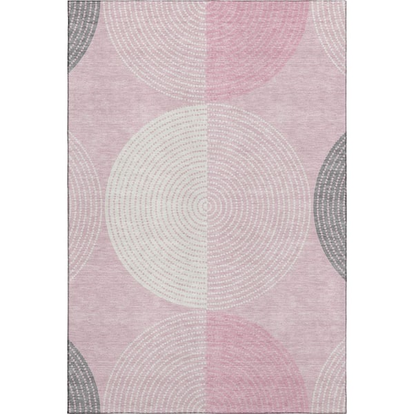 Mayfield Premium Machine Washable Abstract AMF2281 Pink 3 ft. x 4 ft. Area Rug