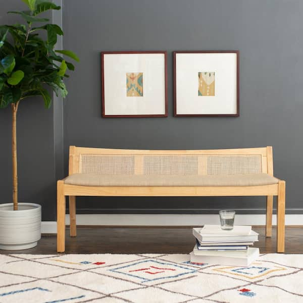 Cane bench online with back