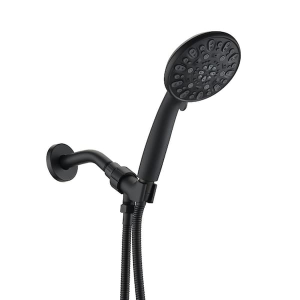 PROOX 7-Spray Patterns with 1.8 GPM 4.72 in. Wall Mount Handheld Shower Head in Matte Black