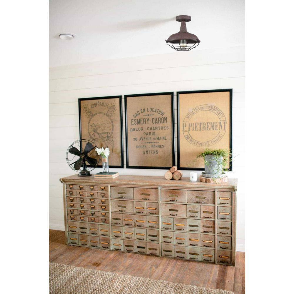 Rustic Copper Metal Barn Style Semi-Flush Mount Ceiling Light