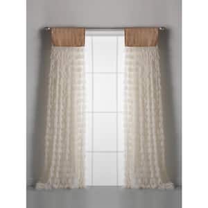 Ivory/Tan Jute Solid Rod Pocket Room Darkening Curtain - 18 in. W x 96 in. L