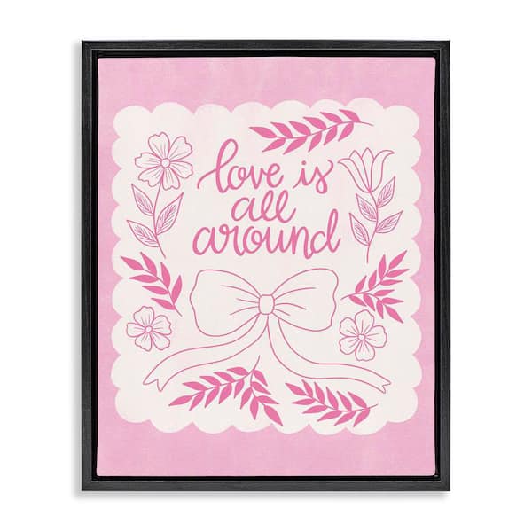 Stupell Industries Pink Love All Around by Taylor Shannon Designs Black Floater Frame Nature Graphic Art Print 21 in. x 17 in.