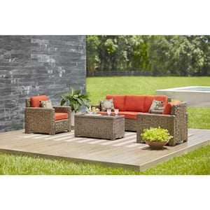 Hampton Bay Woodford 4-Piece Eucalyptus Wood Patio Conversation