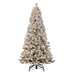 6.5 ft. Pre-lit Flocked Virginia Pine Artificial Christmas Tree