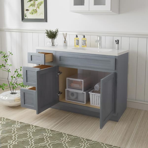 42 in. W x 21 in. D x 32.5 in. H Bath Vanity Cabinet Without Top in Silver