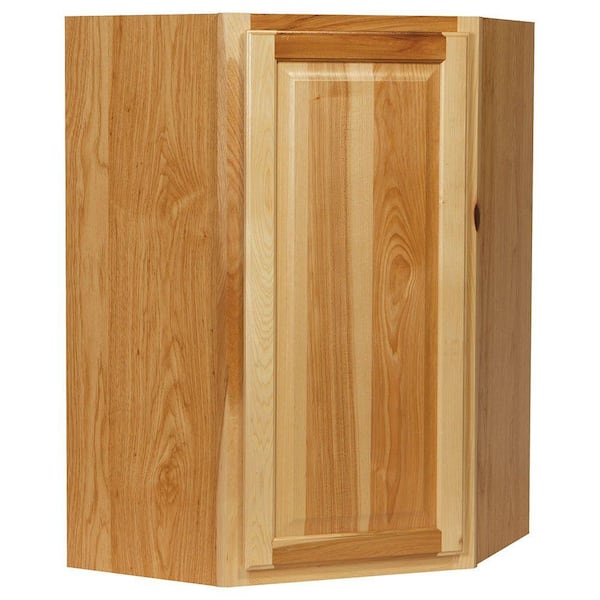Hampton Bay Hampton 24 in. W x 12 in. D x 36 in. H Assembled Diagonal Corner Wall Kitchen Cabinet in Natural Hickory