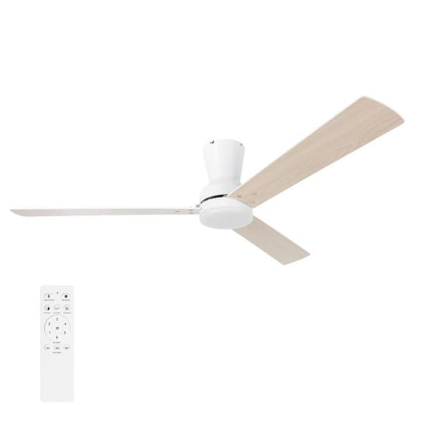 Rayburn 52 in. Indoor Matte White Ceiling Fan with White Color Changing Integrated LED Remote Included