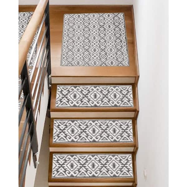 THE SOFIA RUGS Sofihas, Grey/White 31 in. x 31 in. Non-Slip Landing Mat,  Polypropylene w/Rubber Backing, Stair Tread Cover MAT-65B-GR - The Home  Depot
