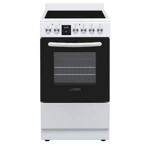20in 4 elements ceramic burner Electric cooking range freestanding convection oven plus air fryer in white