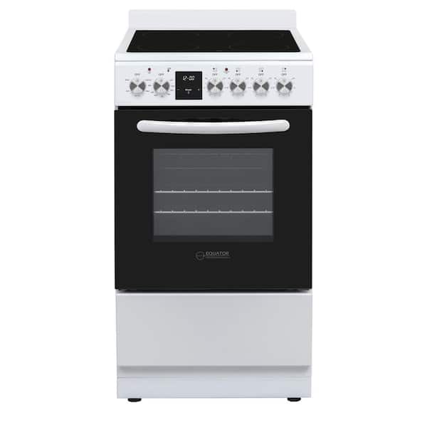 Equator 20in 4 elements ceramic burner Electric cooking range freestanding convection oven plus air fryer in white