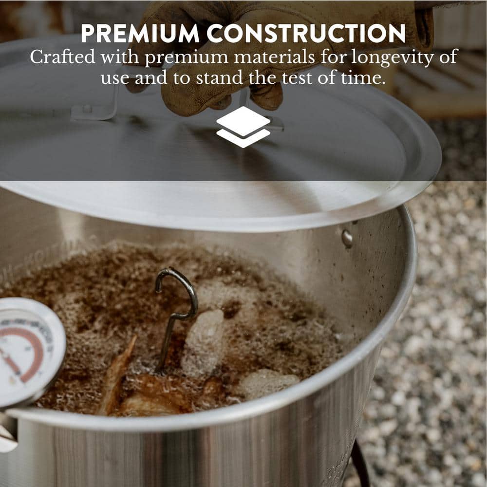 30 Quart Silver Aluminum Turkey Fryer with Cast Iron Burner