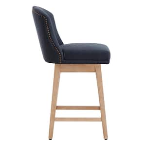 26 in. Elsie Insignia Blue High Back Wood Swivel Counter Stool with Fabric Seat (Set of 2)
