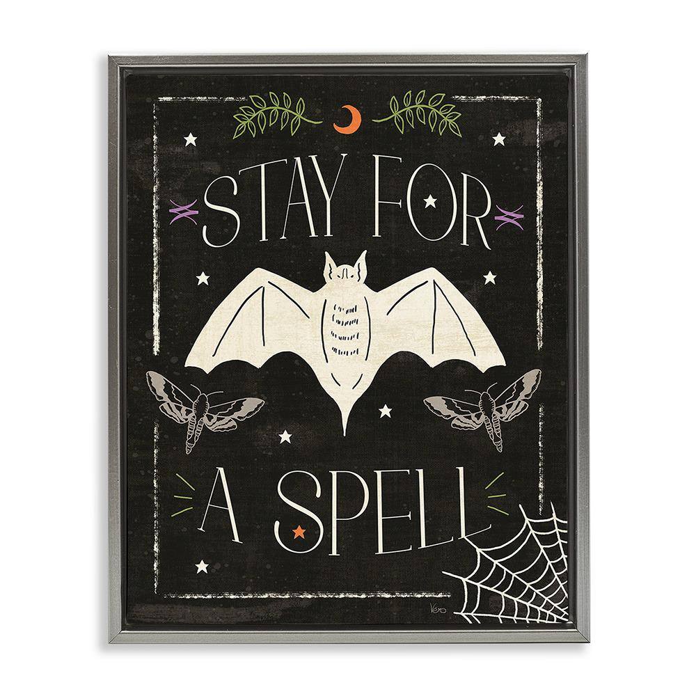 Stay For A Spell Phrase by Veronique Charron 1-Piece Floater Frame Graphic Print Typography Art Print 31 in. x 25 in. price history on PriceWatchPro