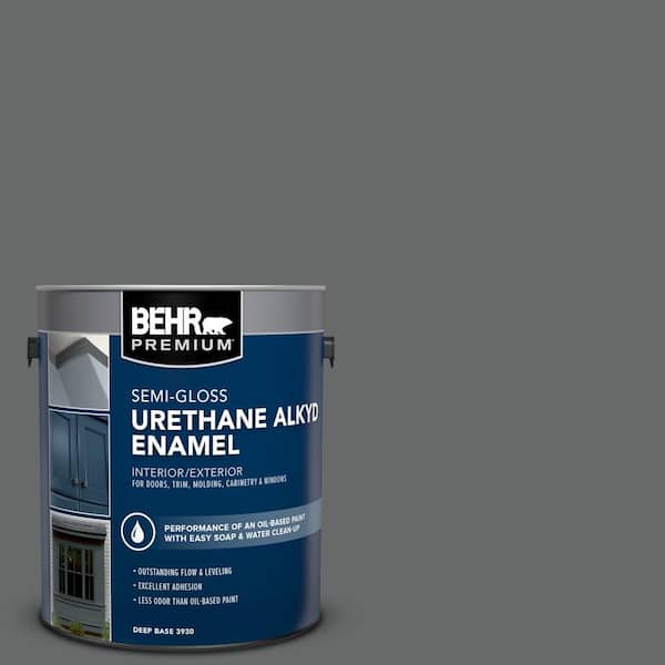 BEHR PREMIUM 1 gal. #BXC-63 Molten Lead Urethane Alkyd Semi-Gloss Enamel Interior/Exterior Paint