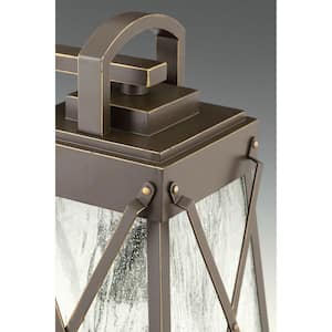 Creighton Collection 1-Light Antique Bronze Clear Water Glass Farmhouse Outdoor Medium Wall Lantern Light
