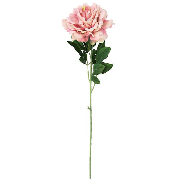 LIVING LUXURY 30 in. Large Dusty Mauve Artificial Velvet Peony Flower Stem Spray (Set of 3)