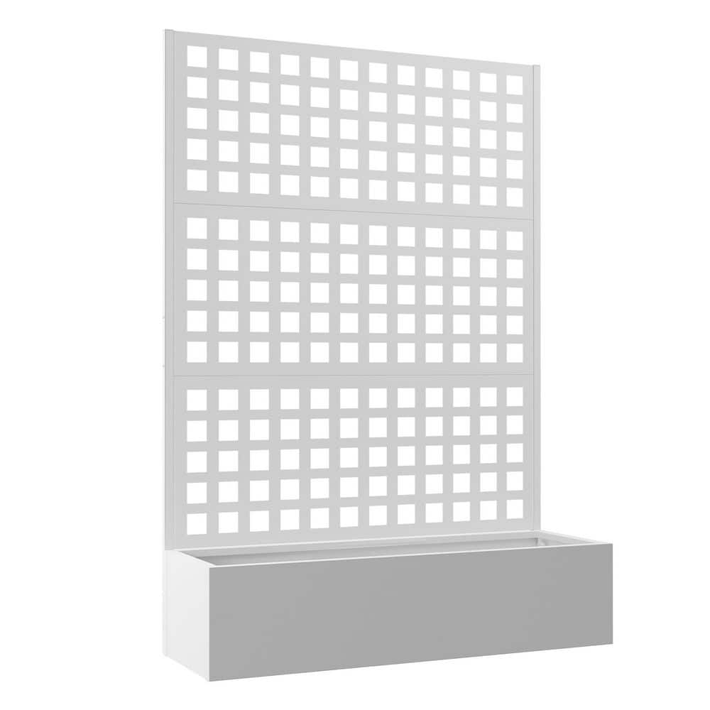 71 in. x 47 in. x 16 in. Raised Garden Bed with Trellis, Metal Planter Box with Trellis and Privacy Screen, White price history on PriceWatchPro