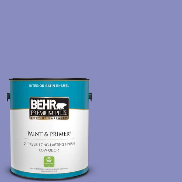 BEHR PREMIUM PLUS 1 gal. #620B-5 Pristine Petal Satin Enamel Low Odor Interior Paint & Primer