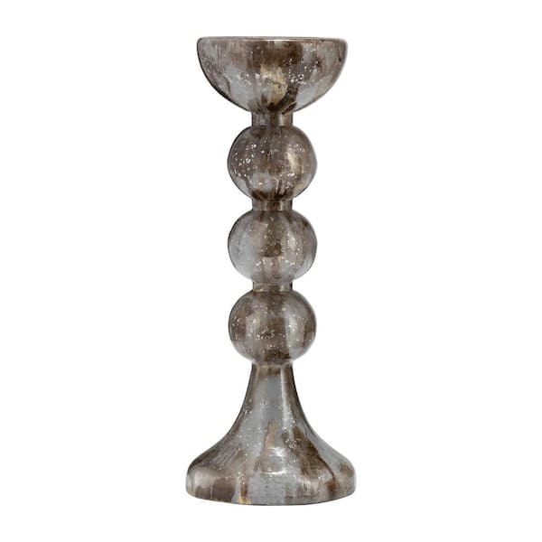 Liv & Skye 18 in. Gold Elegant Sculptural Glass Taper Candle Holder with Bubbly Design