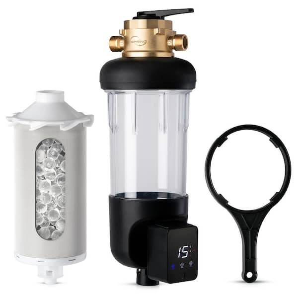 ISPRING WSP50SL-ARJ-BP Reusable Whole House Spin Down Sediment Water Filter, Bypass, Siliphos, Touch-Screen Auto Flush, Black