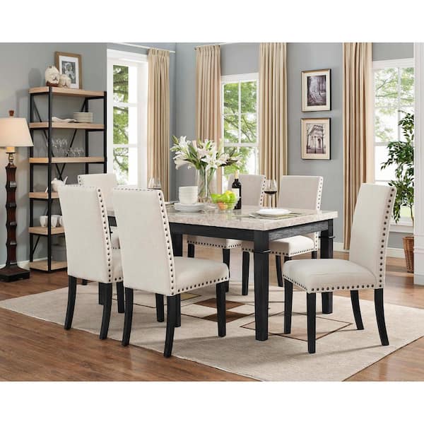 Picket House Furnishings Bradley 7PC Dining Set-Table & 6 Upholstered Side Chairs