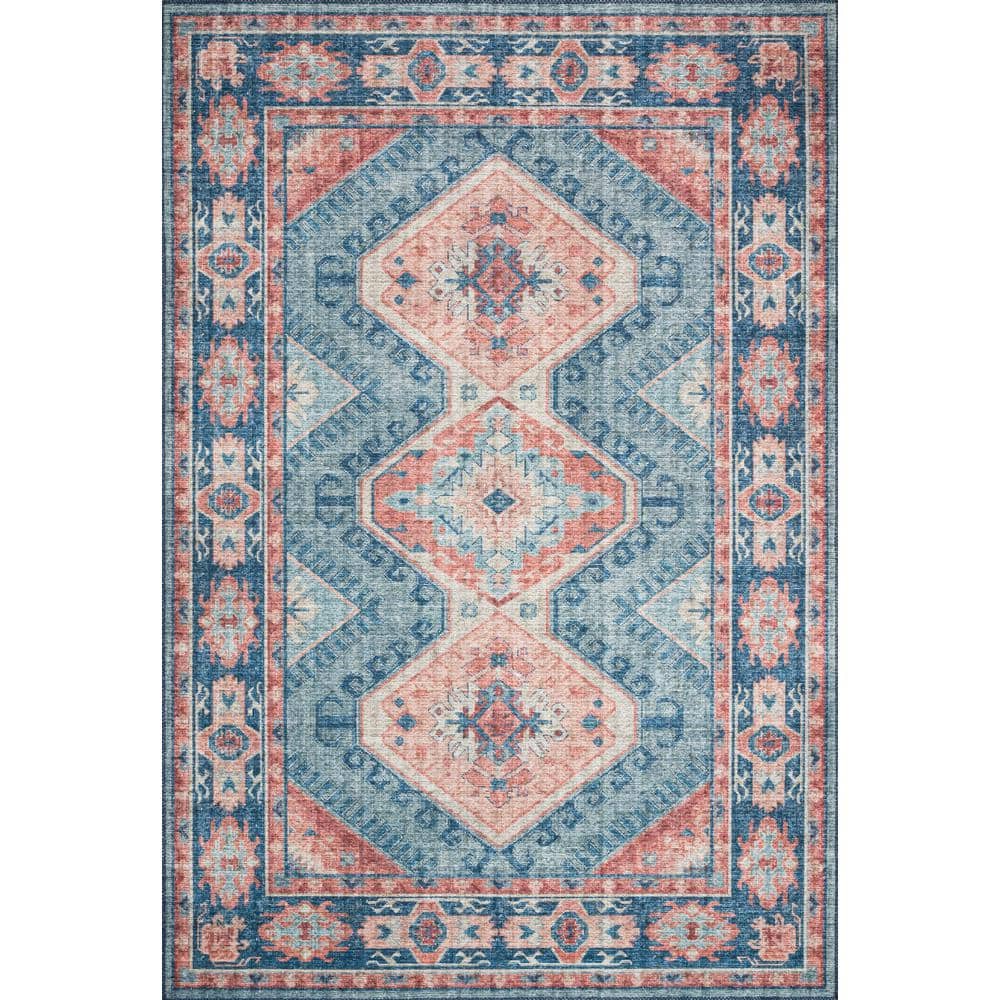 LOLOI II Skye Turquoise/Terracotta 5 ft. x 7 ft. 6 in. Printed Boho