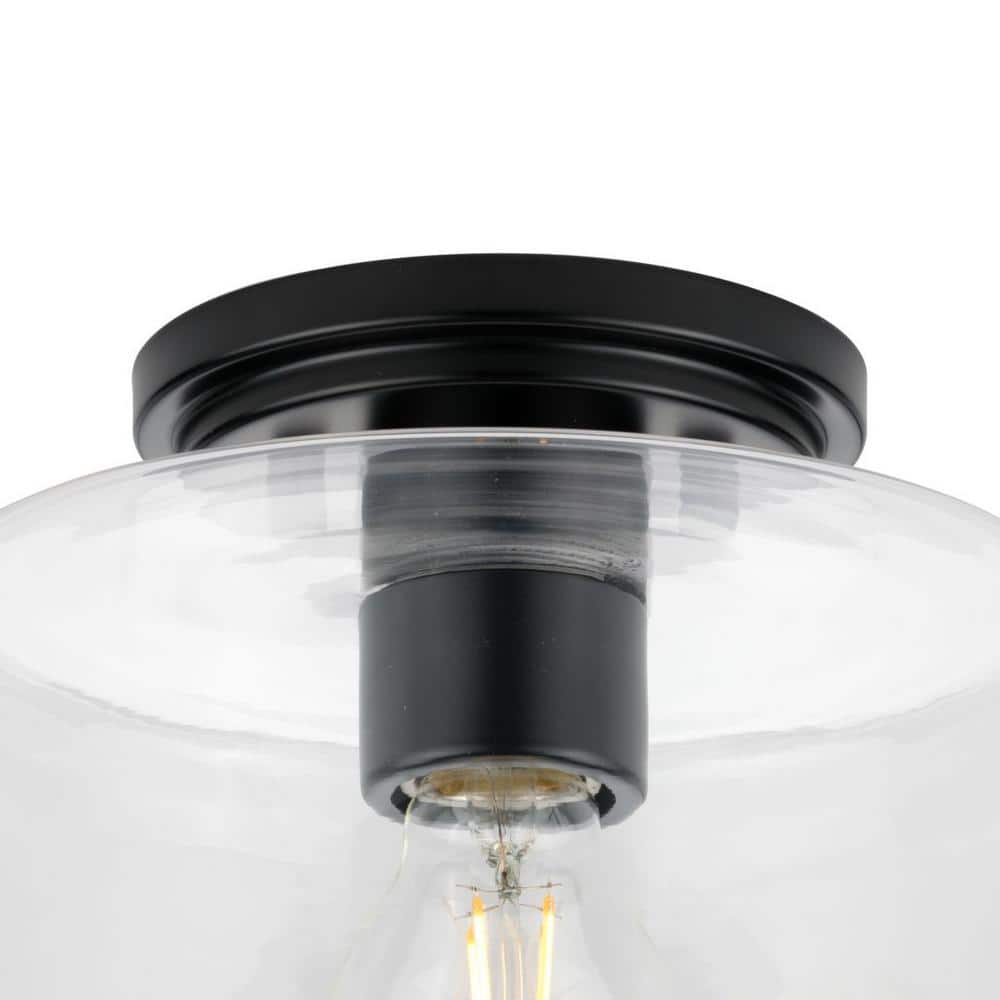Adley Matte Black and Clear Glass Flush Mount Light