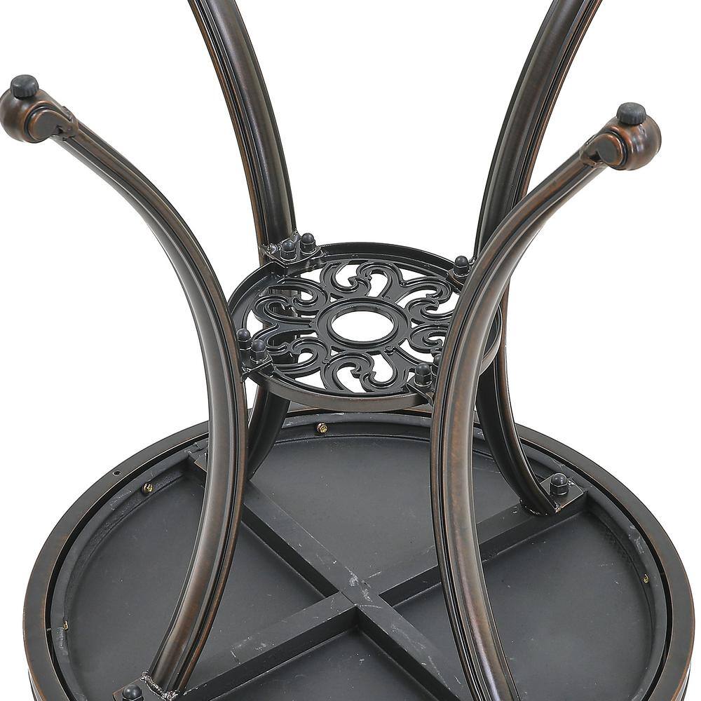 Bronze Round Cast Aluminum Outdoor Dining Table with Ceramic Top