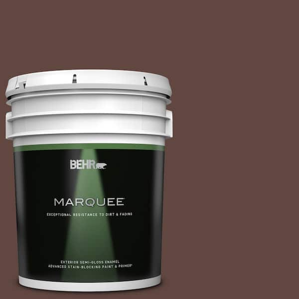 BEHR MARQUEE 5 gal. #180F-7 Warm Brownie Semi-Gloss Enamel Exterior Paint & Primer