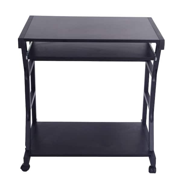 Karl home 29.5 in. Retangular Black Wood Computer Desk with 4-Wheel