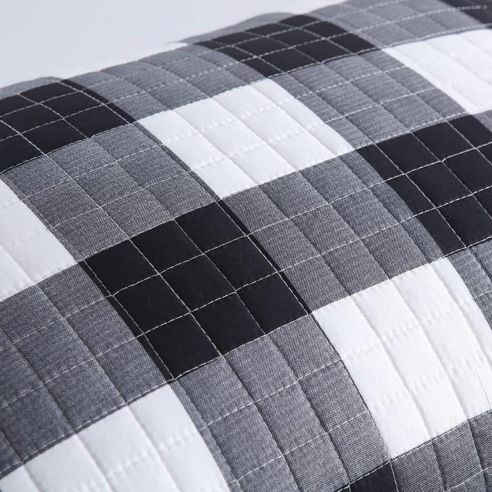 Buffalo Check White and Black Polyester Standard Pillow Shams