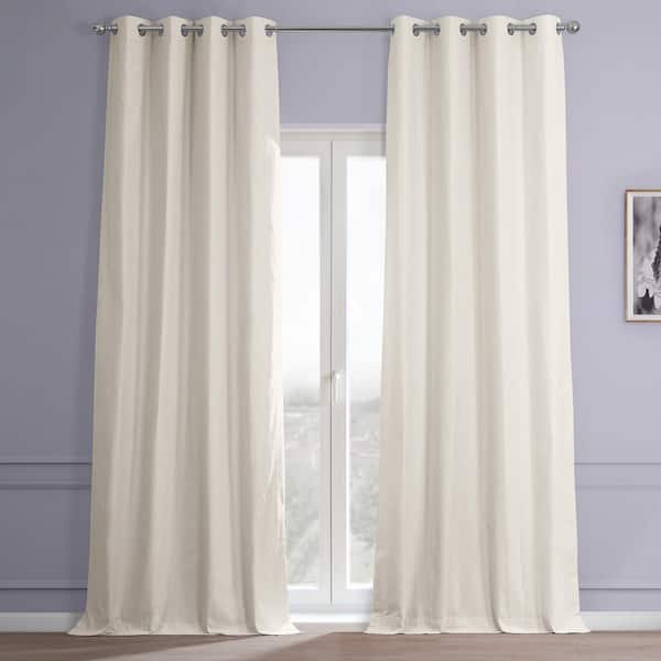 Exclusive Fabrics & Furnishings Fable Beige Dune Textured Hotel Blackout Cotton Grommet Curtain - 50 in. W x 84 in. L (1 Panel)