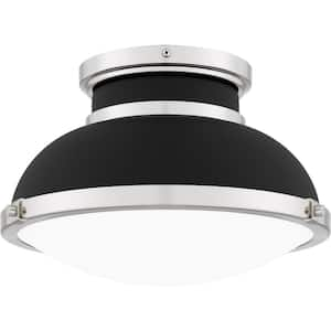 Tobias 14 in. 2 Light Matte Black Flush Mount