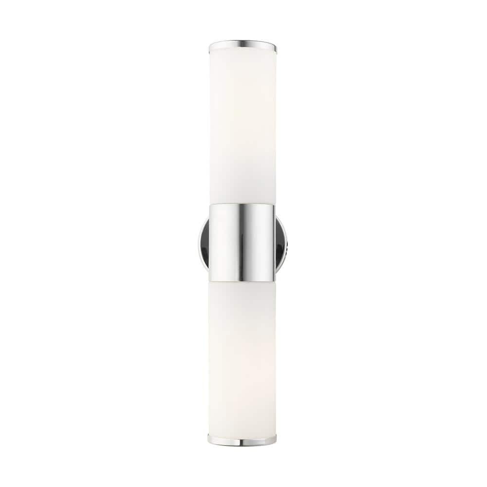 Lindale Polished Chrome 2-Light ADA Vanity Sconce with Satin Opal White Glass