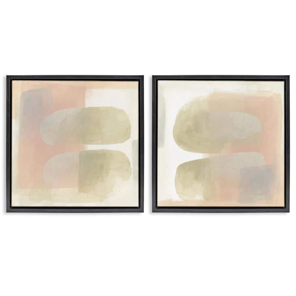 Neutral Oblong Shapes Abstract by June Erica Vess 2 Piece Black Floater Frame Abstract Graphic Art Print 18 in. x 18 in. price history on PriceWatchPro
