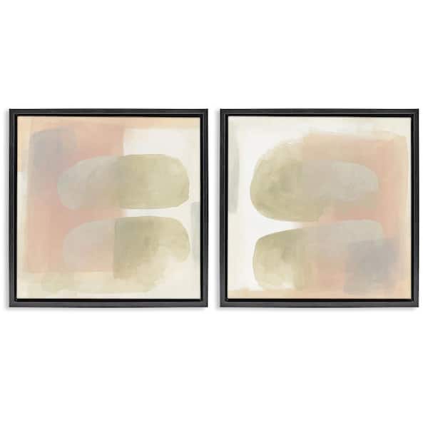 Stupell Industries Neutral Oblong Shapes Abstract by June Erica Vess 2 Piece Black Floater Frame Abstract Graphic Art Print 18 in. x 18 in.