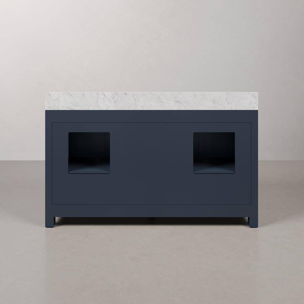 Monarch Blue Double Sink Bathroom Vanity with Carrara Marble Top