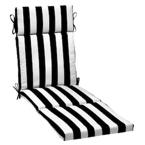 21 in. x 72 in. Outdoor Chaise Lounge Cushion in Black Cabana Stripe